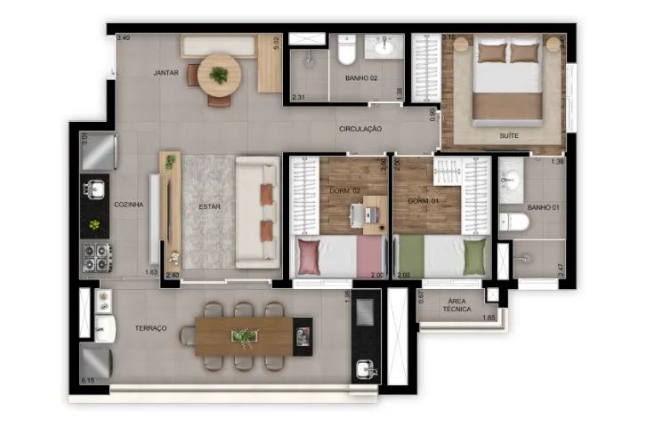 Apartamento, 3 quartos - Foto 1