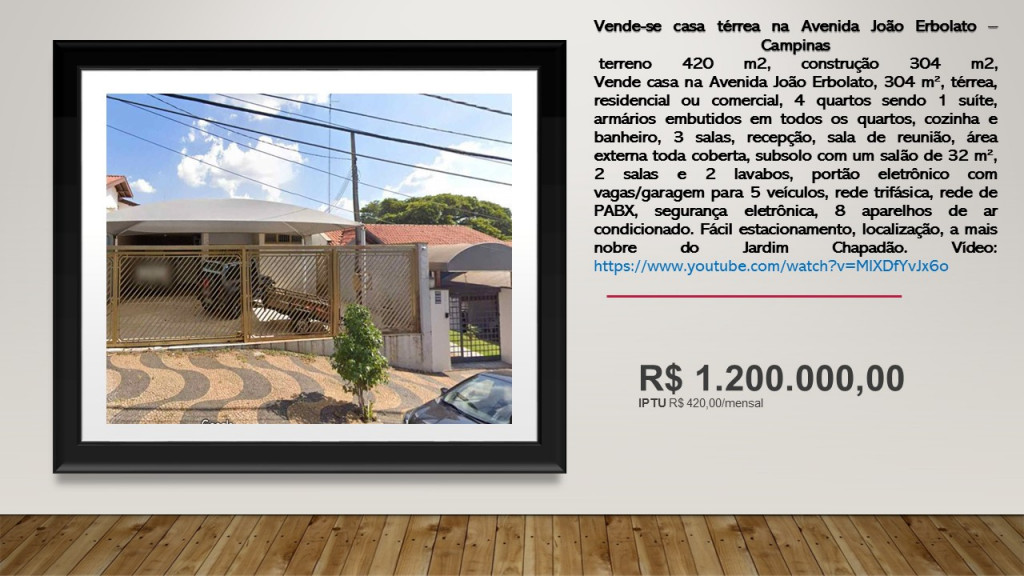 Casa a venda na AV. JOAO ERBOLATO,377, Jardim Chapadão, Campinas, SP