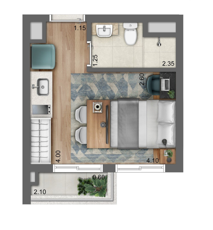 Apartamento à venda com 1 quarto, 25m² - Foto 1