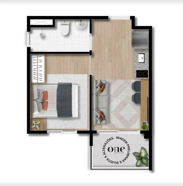 Apartamento à venda com 1 quarto, 27m² - Foto 1