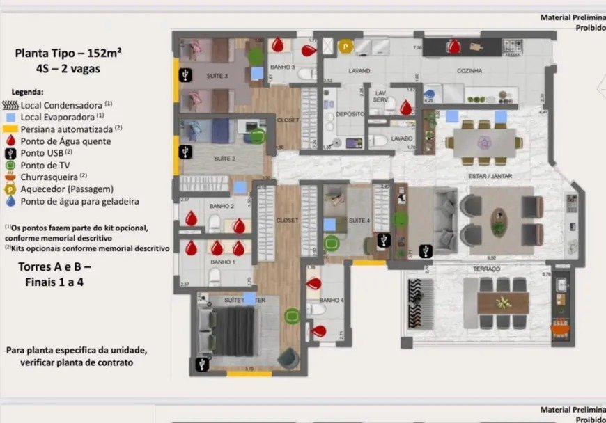 Apartamento à venda com 4 quartos, 152m² - Foto 2