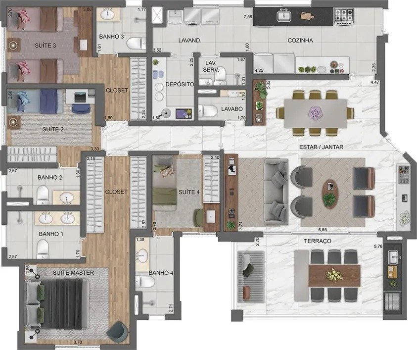 Apartamento à venda com 4 quartos, 152m² - Foto 3