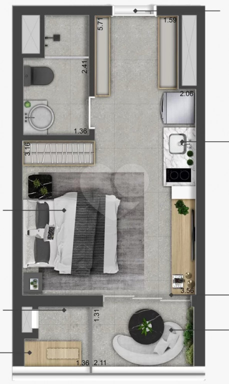 Apartamento à venda com 1 quarto, 27m² - Foto 2