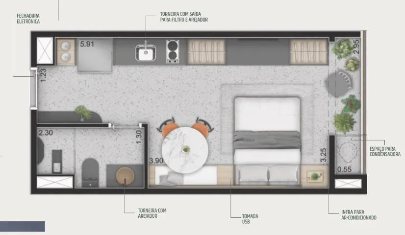 Apartamento à venda com 1 quarto, 25m² - Foto 3