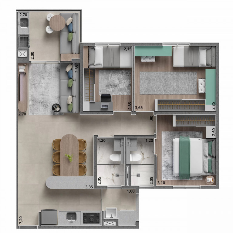 Apartamento à venda com 3 quartos, 70m² - Foto 1