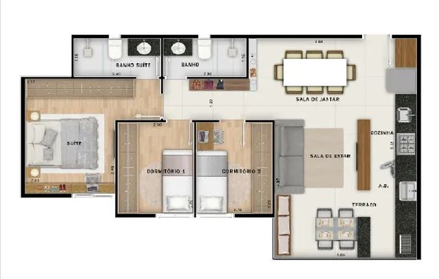 Apartamento à venda com 3 quartos, 65m² - Foto 2