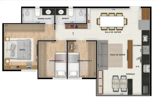 Apartamento à venda com 3 quartos, 65m² - Foto 3